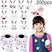 Chuangdi 200 Pieces Easter Bunny Stickers Emoji Bunny Face Stickers, Easter Stickers 1.5 Inch Adhesive Labels on 2 Rolls