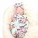 Newborn baby sleep receiving blanket and bow headband set baby swaddle blanket galabloomer,Blue