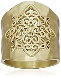 Gold-Tone Filigree Hammered Ring, Size 7