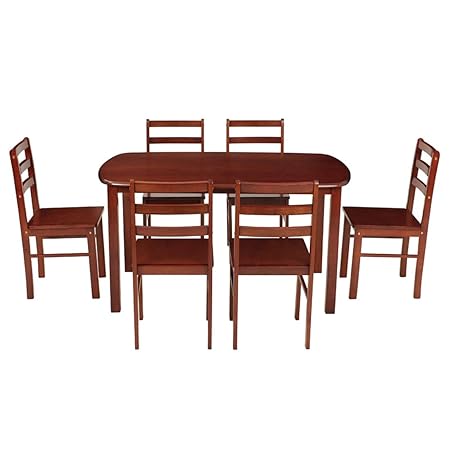 Woodness 28044 6 Seater Dining Table Set (Matte Finish, Mahogany)