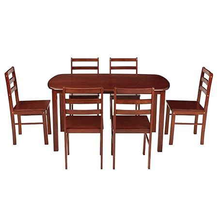 Woodness 28044 6 Seater Dining Table Set (Matte Finish, Mahogany)