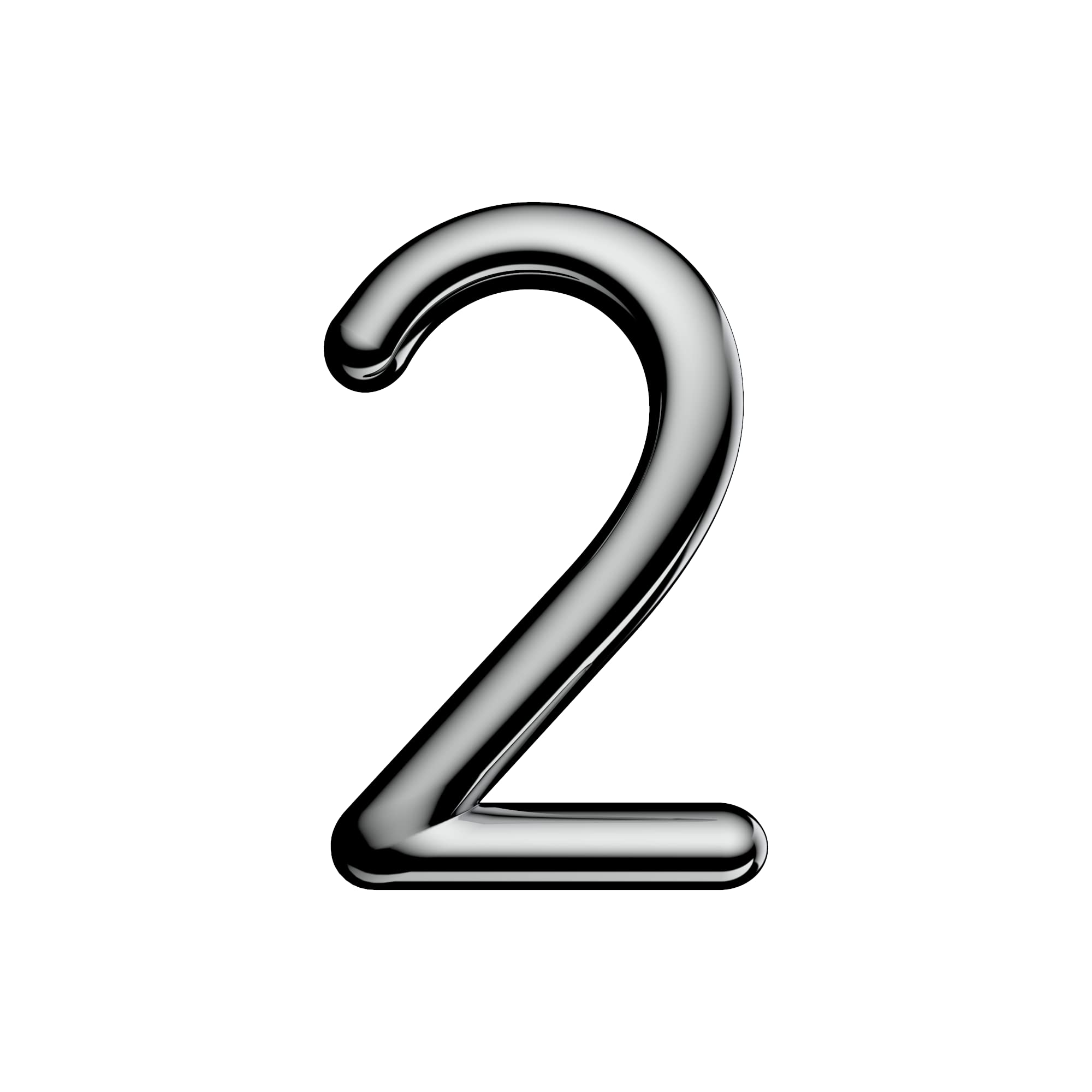 Ultion Sweet Chrome Door Numbers '2' - 3inch height - Self Adhering, No Drilling or Screwing Required …