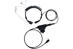 Caroo Tactical Throat Mic Headset Earpiece with U94 Tactical PTT Compatible for Baofeng UV-5R BF-888S BF-F8HP BF-F9 UV-82 UV-82HP UV-82C earpiece for Kenwood Walkie Talkies 2 Way Radio