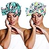 2 Pieces Shower Caps Waterproof Bowknot Bathing Caps Reusable Shower Hats Multi-functional Shower Hair Caps for Women…