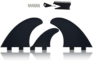 OITRCSS Surfboard Fin Set, 3 Fins (2 Side Big+1small Center fin Style), Stronger Nylon Construction with Screws, Wax Comb and Key