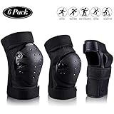 STARPOW Knee Pads for Kids/Adult Elbows Pads Wrist Guards 3 in 1 Protective Gear Set Set for Skateboarding, Roller Skating, Rollerblading, Snowboarding, Cycling(Black-L)
