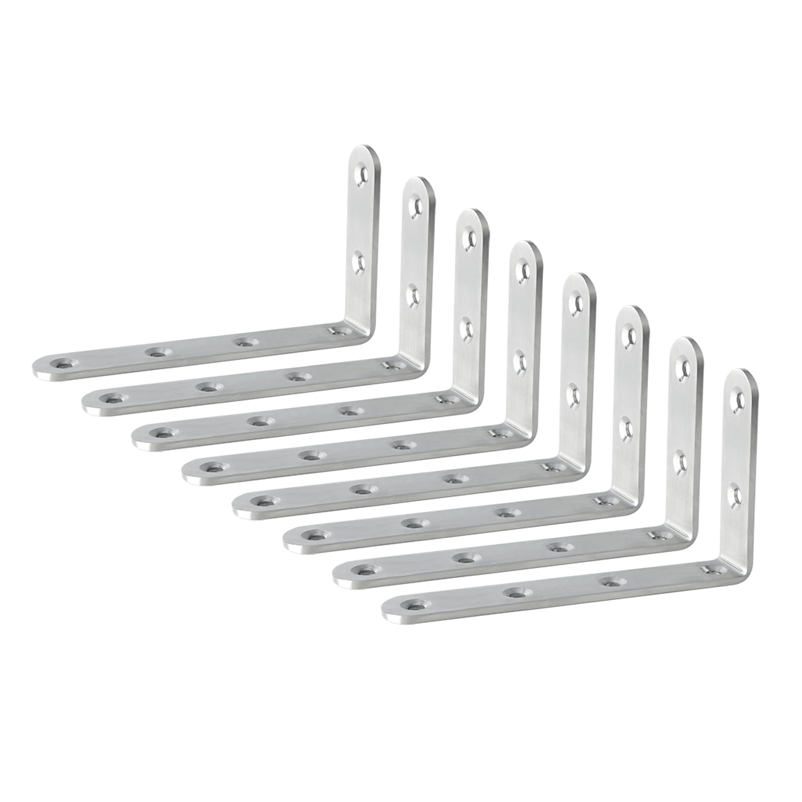 Mooche 8PCS Brushed Shelf Brackets 125mm, Metal L Bracket for Shelves, Wall Mounted Shelf Supports Brace Heavy Duty for Living Room Kitchen Office