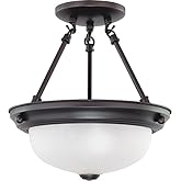 NUVO 60/3148 Two Light Semi Flush Mount, Mahogany Bronze/Frosted Glass