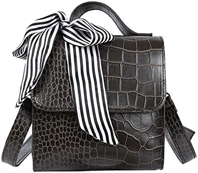 Freechic Women Crossbody Bags Black Leather Crocodile Handbag Shoulder Diagonal Bag Scarves Purse Bag for Lady