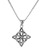 NIGHTCRUZ Witch Knot Necklace - Stainless Steel Celtic Knot Pendant - Witchcraft Lucky Jewelry