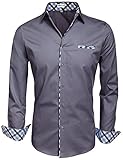 HOTOUCH Men Contrast Collar Regular Fit Dress Shirt Casual Button Down Shirts