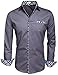 HOTOUCH Men Contrast Collar Regular Fit Dress Shirt Casual Button Down Shirts