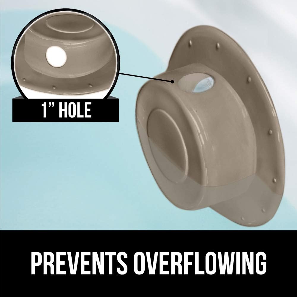 Gorilla Grip Premium Bathtub Overflow Drain Cover, Adds Inches of Water for Deeper and Warmer Bath, Suction Cup Seal, Plug Stopper Covers for Tub Drains, Bathroom Accessories, Beige Opaque: Home & Kitchen