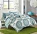 Chic Home Barcelona 8 Piece Reversible Comforter Set Super Soft Microfiber Large Printed Medallion Design with Geometric Patterned Backing Bed in a Bag with Sheet Set and Decorative Pillows Shams, King Green