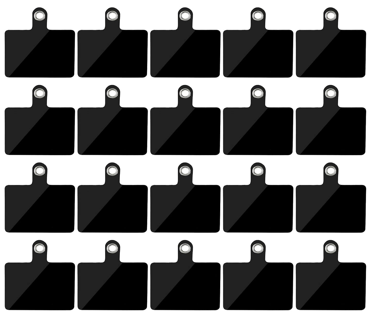 20 Pcs Cell Phone Lanyard Tether Tab with Metal Ring, Universal Replacement Attachment Cellphone Tether PVC Patches Sticker Pad for Wrist Phone Smartphone Neck Safety Strap, Black