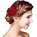 Meiysh Handmade Flower Side Hair Comb Bridal Headpiece Wedding Accessories-Wine red