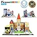 PicassoTiles 3-in-1 Theme Set School Hospital Police Station Magnet Self Adhesive Backing Stick-On Sheet Combo w/Car Magnet Building Block Playset STEM Learning Construction Brain Development Kit