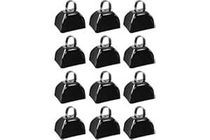 12 PCS Metal Cowbell with Handle, FOVERN1 Black Cowbell Bulk 3 Inch, Mini Bells, Noise Makers for Football Games, Sporting Events, New Year’s Eve, Celebrating and More