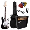 KINDER ELEKTROGITARRE – 3/4 GRÖßE – E GITARRE JUNIOR SCHWARZ – SET – VERSTÄRKER 20 WATT – 3xPLEKTRONS – TASCHE – BAND