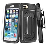 iPhone 7 Plus Case, E LV iPhone 7 Plus - Belt Swivel Clip / Kickstand - Dual Layer Armor Holster Defender Full Body Protective Case Cover for Apple iPhone 7 Plus - [BLACK/BLACK] (Wireless Phone Accessory)