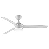 Fanimation Xeno Wet 3 Blade Ceiling Fan 14.54 Inch Tall and 56 Inch Wide with Matte White Finish and Matte White Blades