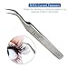 FEITA Precision Eyelash Extension Tweezers Set - Professional Straight & Curved Pointed Very Fine Tip Tweezers for Lash Extensions - Silver - 2Pcs