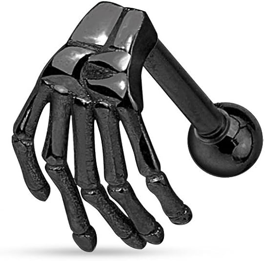 PunkJewelry Piercing Piercing Cejas Mano Esqueleto Barbell 316l Acero Quirúrgico