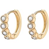 SANNYRA Spike Earrings for Women, Small Huggie Hoop Earrings 14K Gold Plated Hypoallergenic Minimalist Ear Jewelry