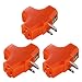 Uninex PS37U T-Shape 3-Outlet Adapter, Heavy Duty, UL Listed, Orange, 3-Pack primary