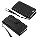 iPhone 5c Case, Wisdompro Premium PU Leather 2-in-1 Protective Flip Folio Wallet Case with Multiple Credit Card Holder Slots and Wrist Lanyard for Apple iPhone 5c (Black with Lanyard)