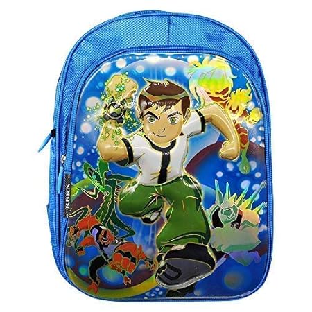 RBRN Ben 10 Lightweight School Bag with 3D Effect Age from 5-8 Years (Blue)