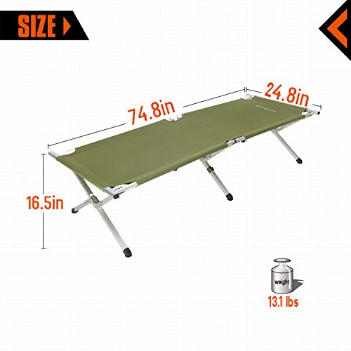 KingCamp Camping Cot Anodized Aluminum Frame Portable Stable Folding