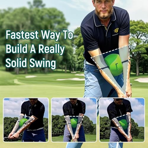 Ssumght Golf Swing Training Aid, Detachable Golf Training Ball with Alignment Rod, Arm Posture Corrector, Fix Chicken Wings, Build Muscle Memory for Full Swing, All Skill Levels