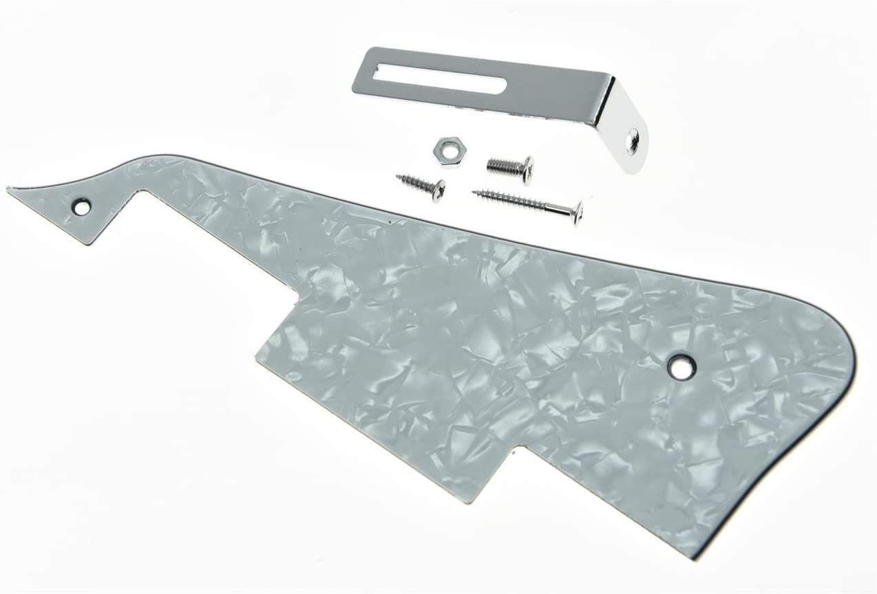 Dopro White Pearl LP Guitar Pickguard with Chrome Bracket for Epiphone Les Paul