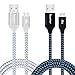 iSeekerKit USB Charging Cords(6ft), 2 Pack High Speed USB 2.0 A Male to Micro Nylon Braided Cords with Aluminum Connectors Compatible for Galaxy s7 s6 Edge, Android and More(Black&Silver)