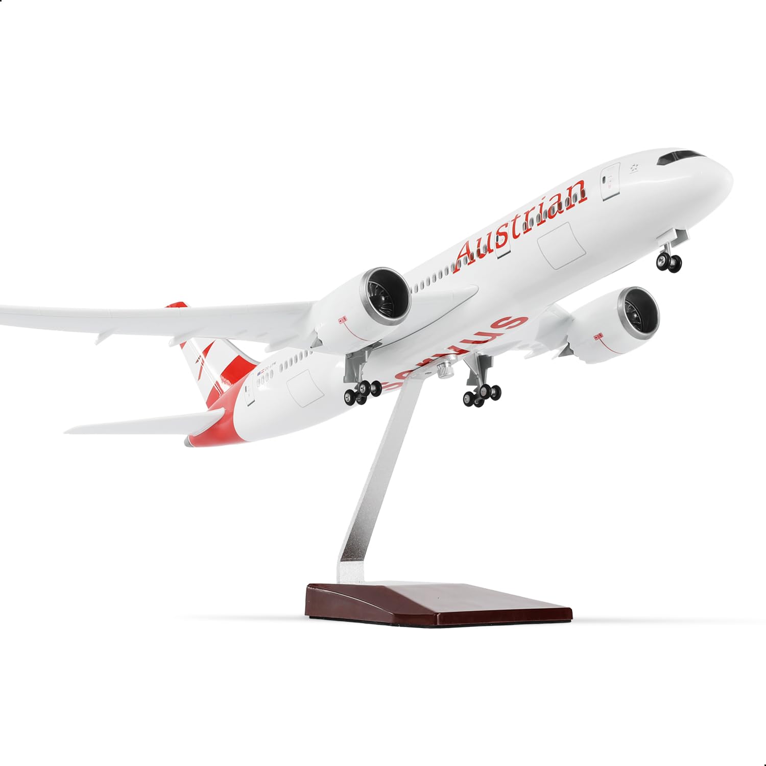 QIYUMOKE 1/130 Austria 787 aircraft model with stand (43 cm long) for Boeing 787, resin aircraft model for adults, souvenir gift for aviation enthusiasts, decoration for home or office