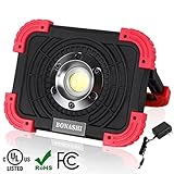 BONASHI 15W Portable LED Work Light Aluminum Body, Cordless Rechargeable Floodlight, 1500Lumens 6000K, Emergency Security Lights with USB Port, Indoor &Outdoor Use for Garage, Camping, Fishing