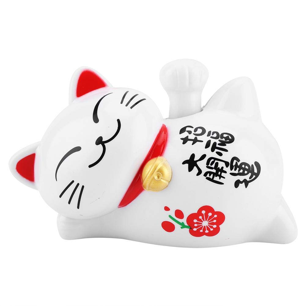 FTVOGUE Solar Powered Lucky Cat Welcoming Waving Arm Fortune Cat for Home Stores Car