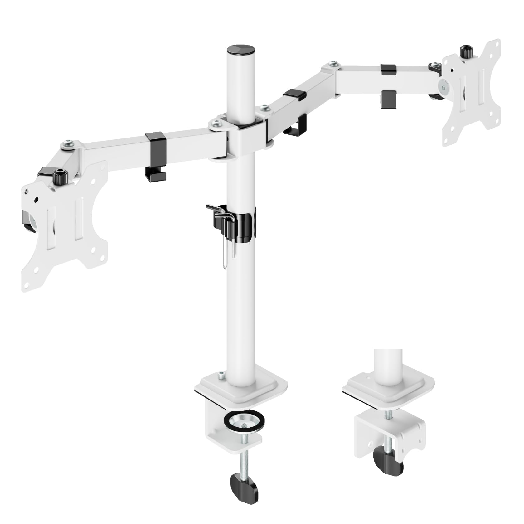 Photo 1 of UPGRAVITY Dual Monitor Mount Stand for Two 17"-32" Flat/Curved Computer Screens, Fully Adjustable Dual Monitor Arms Hold up to 17.6lbs, VESA 75x75/100x100mm, C-Clamp/Grommet Base, White