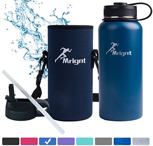Stainless Steel Vacuum Insulated 40/32 OZ Sports Water Bottle|Best Water Bottle for Men&Women|BUY ONE GET THREE FREE GIFTS-A Straw Lid& A Bottle Pouch & A Bottle Brush-Blue 32