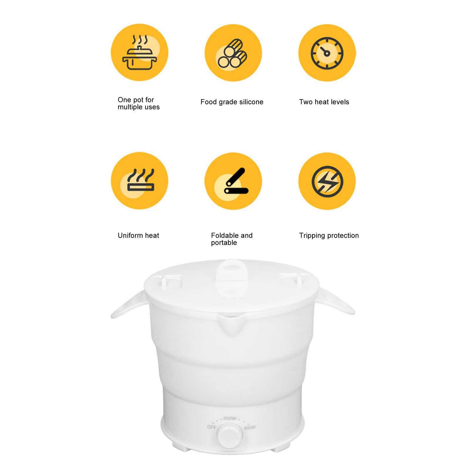 Luqeeg 800W | 1.2L Portable Foldable | Electric Cooker Pot for Dormitory, Camping, Office, Travel