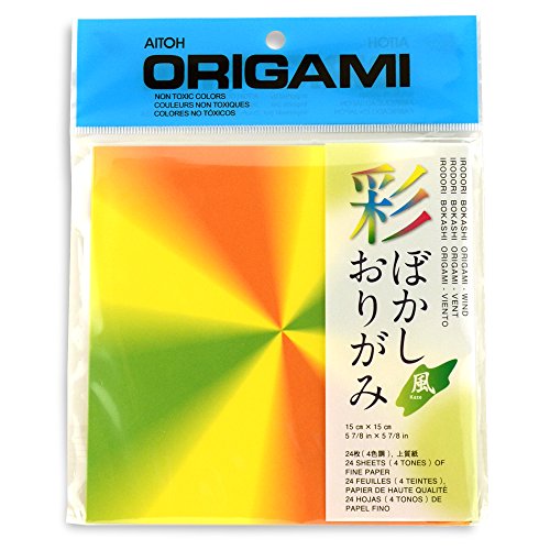 Aitoh Origami Iroha Bokashi Paper, 5 7/8 inch Squares, 24 Sheets, Wind Designs (BWD200)