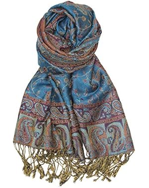 Soft Silky Reversible Paisley Pashmina Shawl Wrap Scarf w/ Fringes 80