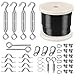 Senmit Globe String Lights Suspension Kit, Outdoor Light Guide Wire, Vinyl Coated Stainless Steel Cable, 164 ft with Turnbuckle and Hooks