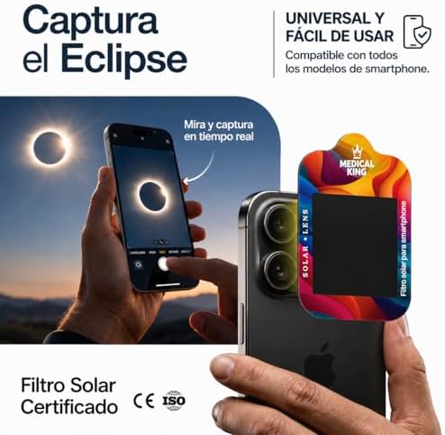 12 Gafas Eclipse Solar Homologadas ISO 12312-2 - Paquete de 12 Con 2 Lentes Fotográficos Para Smartphone Aprobados según la norma ISO, con certificación CE: Gafas para ver eclipses solar 2026