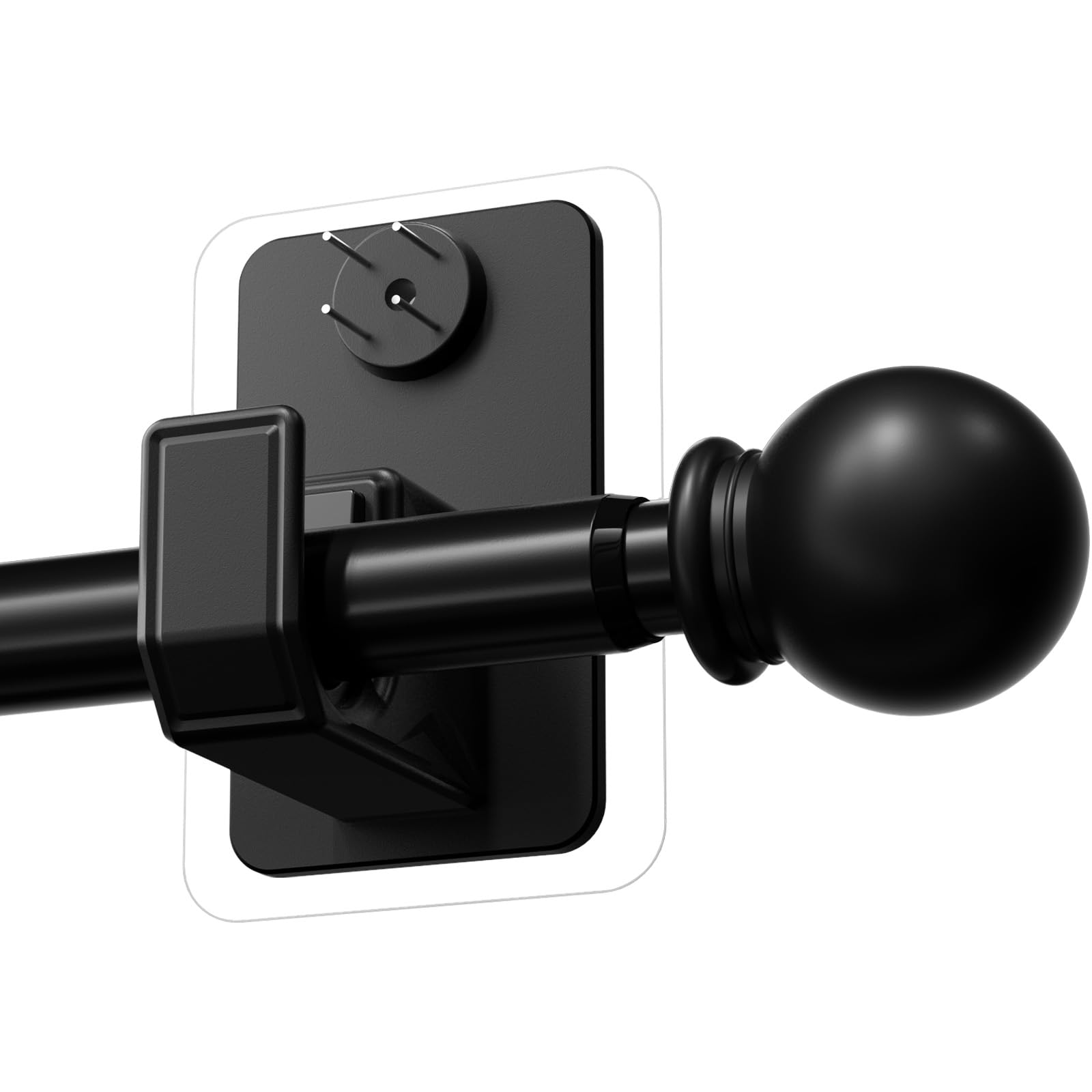 PeSenp 2 Pack No-Drill Curtain Rod with Adhesive & Pin-Nail Mount System - Renter Friendly & Minimal Wall Damage, 5/8" Diameter Black Adjustable Rod for Windows 28 to 48 Inch