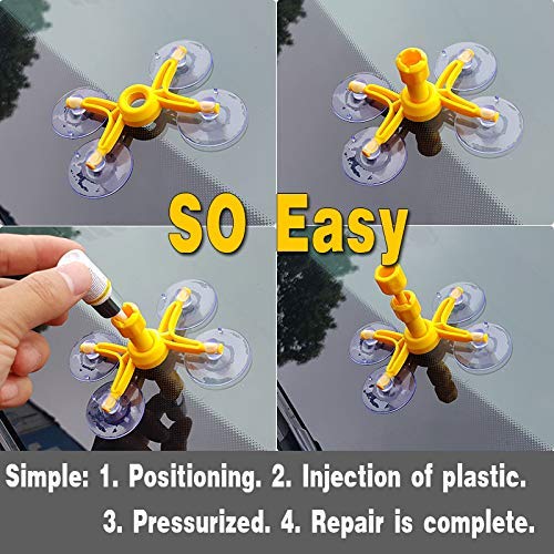 Windshield Repair Kit for Chips and Cracks, Bulls-Eye, Spider Web, Star-Shaped, Half-Moon Crescents Professional Windscreen Windshield Repair Tool Set, Quick Fix DIY Car Auto Kit Window Glass Scratch