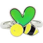FUN JEWELS Cute Bee Heart Color Change Mood Ring Gift for Girls Size Adjustable
