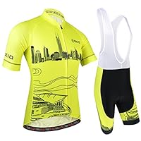 BXIO Men Cycling Jerseys - Pro Team Bike Wear Breathable Short Sleeve with Bib Shorts 188 (Shirts and Bibs Shorts, S)