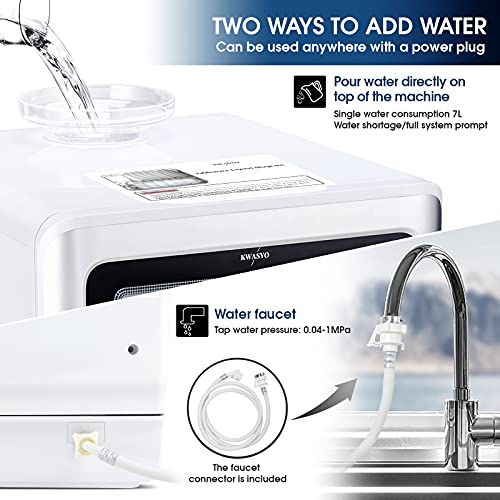 Kwasyo Portable Countertop Dishwasher with 7Liter Builtin Water Tank